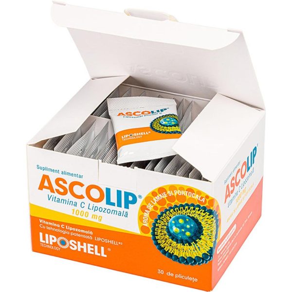 ASCOLIP Vitamina C Lipozomală 1000mg aromă lămâie 30 plicuri - imagine 2