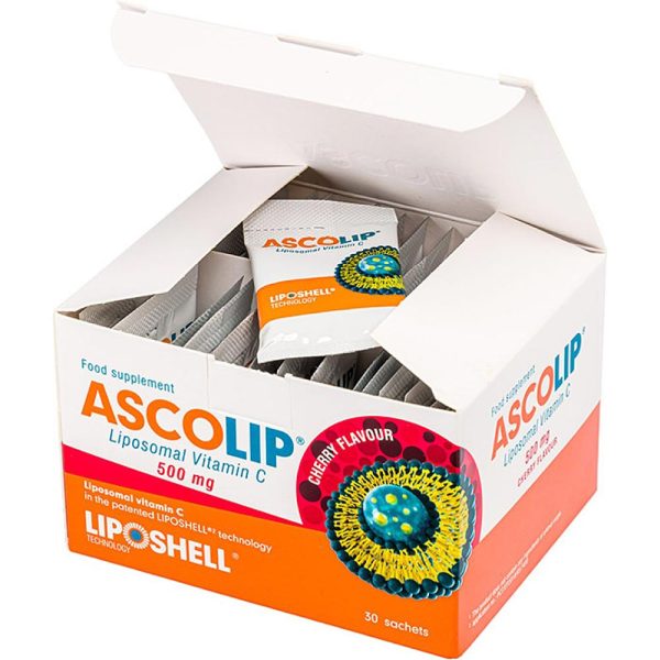 ASCOLIP Vitamina C Lipozomală 500mg aromă cireșe 30 plicuri - imagine 2