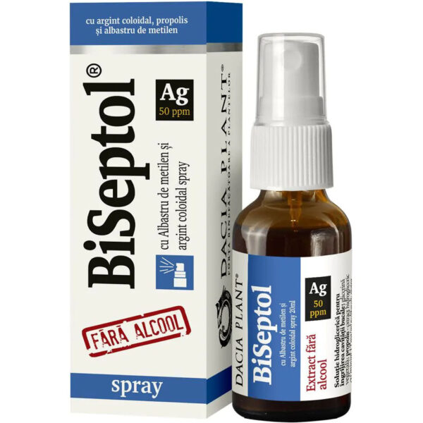 Biseptol cu albastru de metilen și argint coloidal Dacia Plant 20 ml