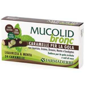 Caramele pentru gât cu mentă și lemn dulce Mucolid Bronc 24 c.