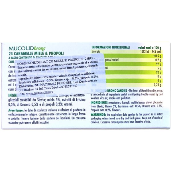 Caramele pentru gât cu miere și propolis Mucolid Bronc 24 c. - imagine 2