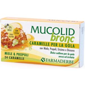 Caramele pentru gât cu miere și propolis Mucolid Bronc 24 c.