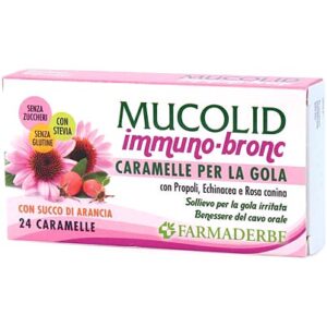 Caramele pentru gât cu portocale și echinacea Mucolid immuno-bronc 24 c.