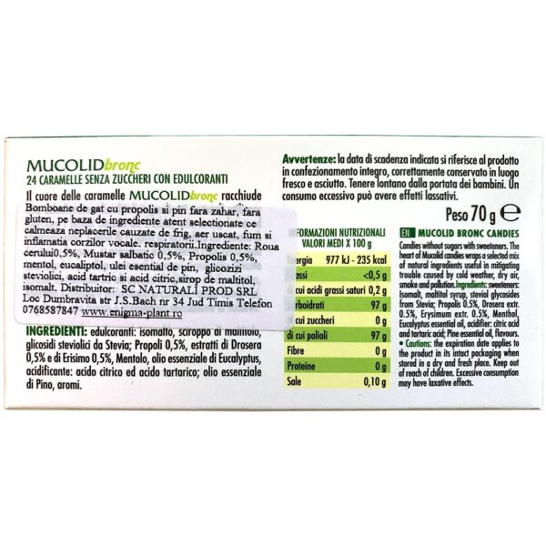 Caramele pentru gât cu propolis și pin Mucolid Bronc 24 c. - imagine 2