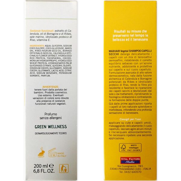 Șampon pentru păr uscat Maxhair Vegetal 200 ml - imagine 3